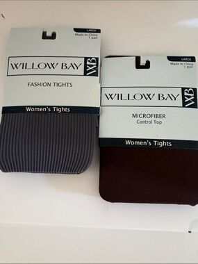 Willow Bay Women's Tights - Gray Rib & Brown Microfiber Control Top
